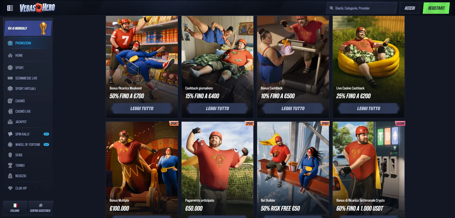 VegasHero Casino bonus benvenuto promozioni giri gratis fino 500 euro